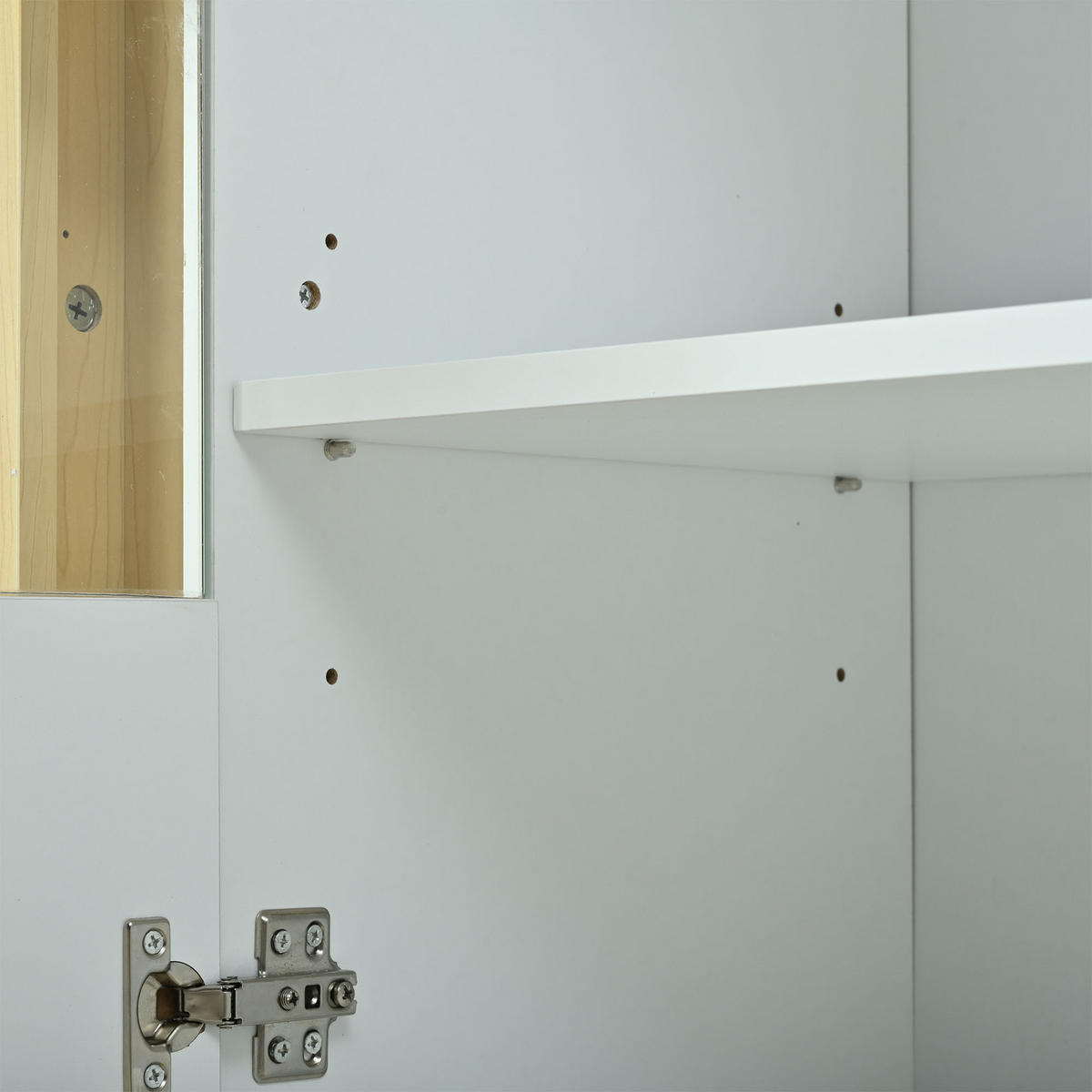 SIDEBOARD 140/40/84 cm in Weiß mit LED, Glastüren und Hochglanzfronten - Weiß/Naturfarben, Glas/Holzwerkstoff (140/84/40cm) - CHICFURN