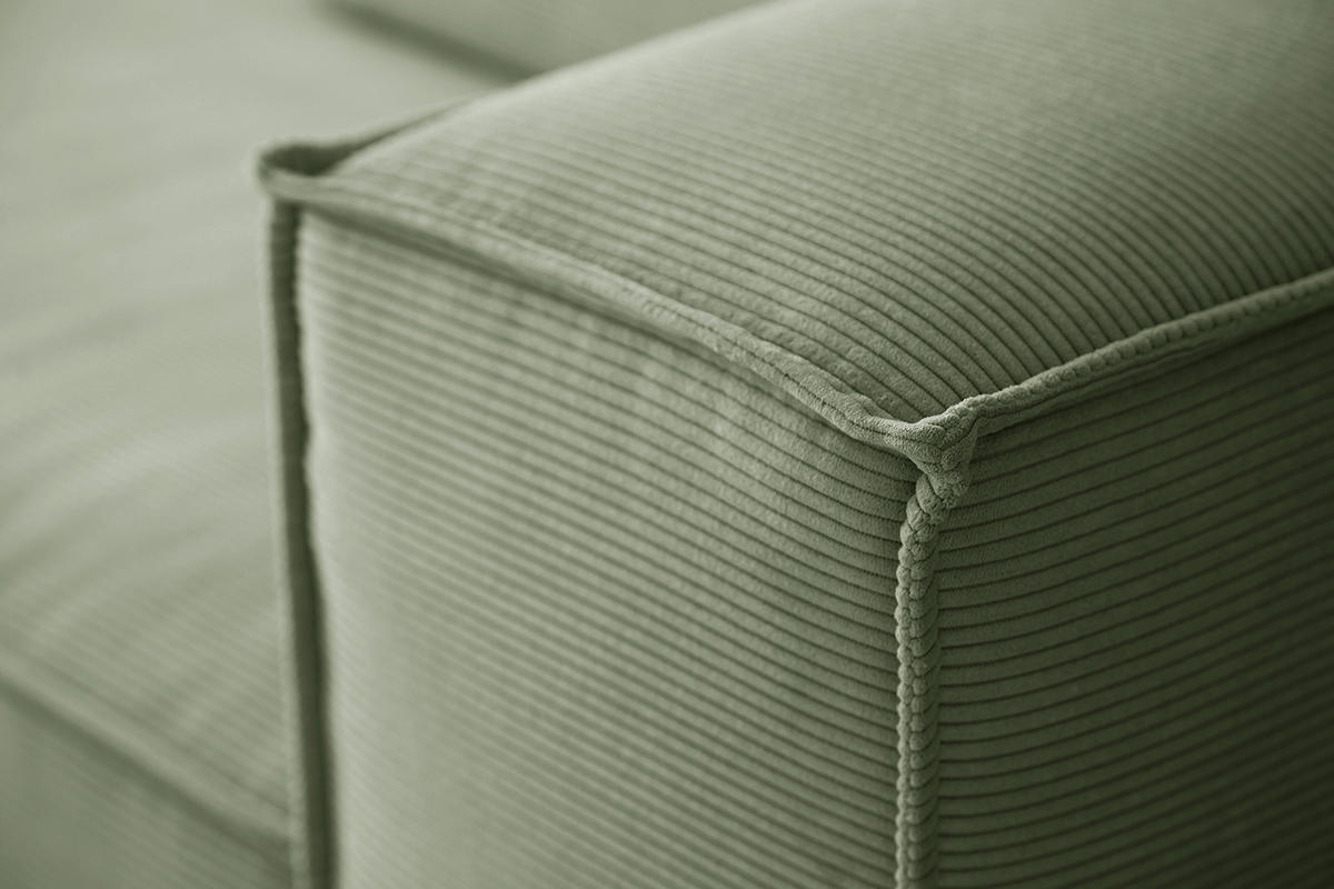 SOFA CARMO Grün Cord - Schwarz/Olivgrün, Kunststoff/Textil (306/68/118cm) - KAWOLA