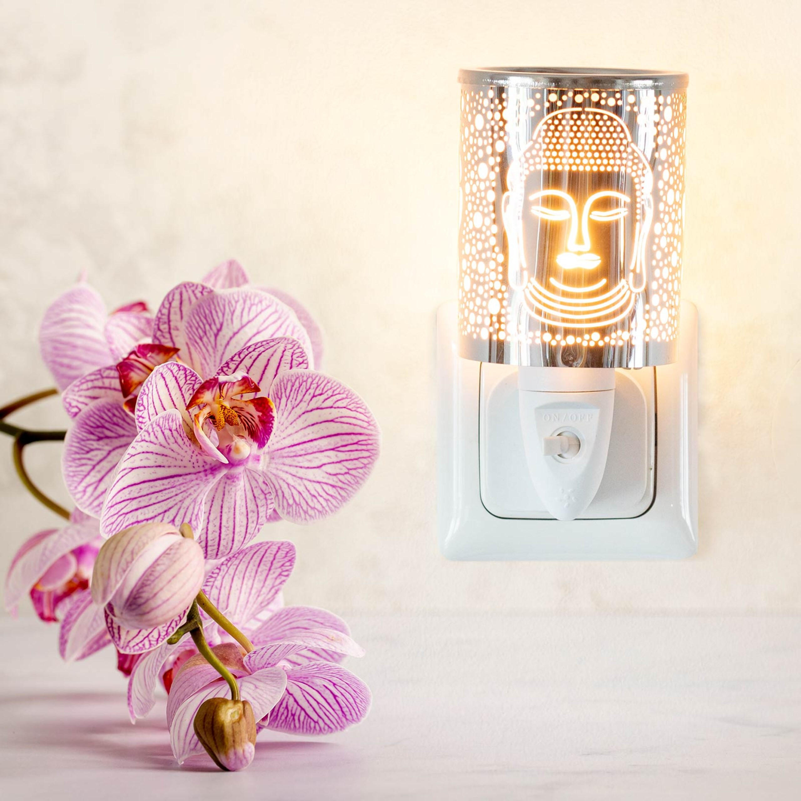 AROMALAMPA alba argintie lumina de noapte