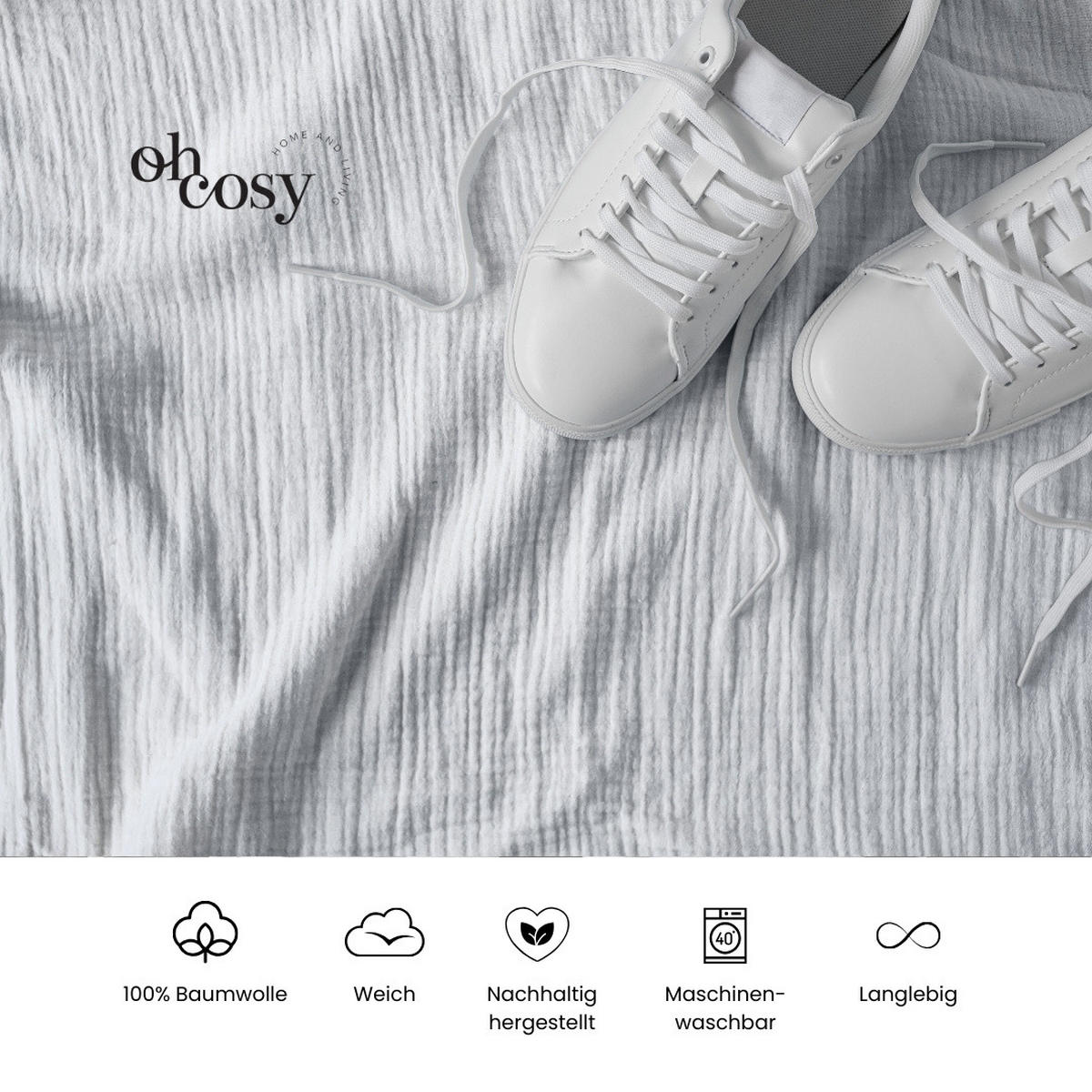 BETTWÄSCHESET Sally - Musselin - 2-teilig -135x200cm - Hellgrau - Hellgrau, Textil (135/200cm)