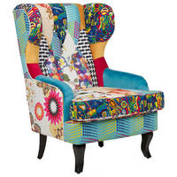 SESSEL Patchwork mehrfarbig/blau Molde - Blau/Beige, Textil (70/100/80cm) - Beliani
