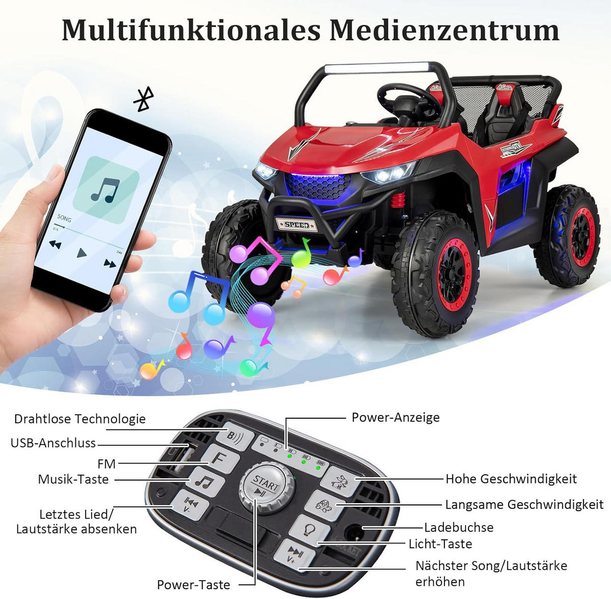 KINDERAUTO 2 Sitzer Rot - Rot, Kunststoff (74/71/118cm) - COSTWAY