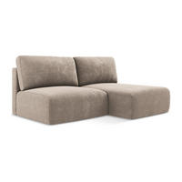 ECKSOFA mit Schlaffunktion rechts Chenille Stoff Beige - Beige/Schwarz, Kunststoff/Textil (210/149cm) - Makamii