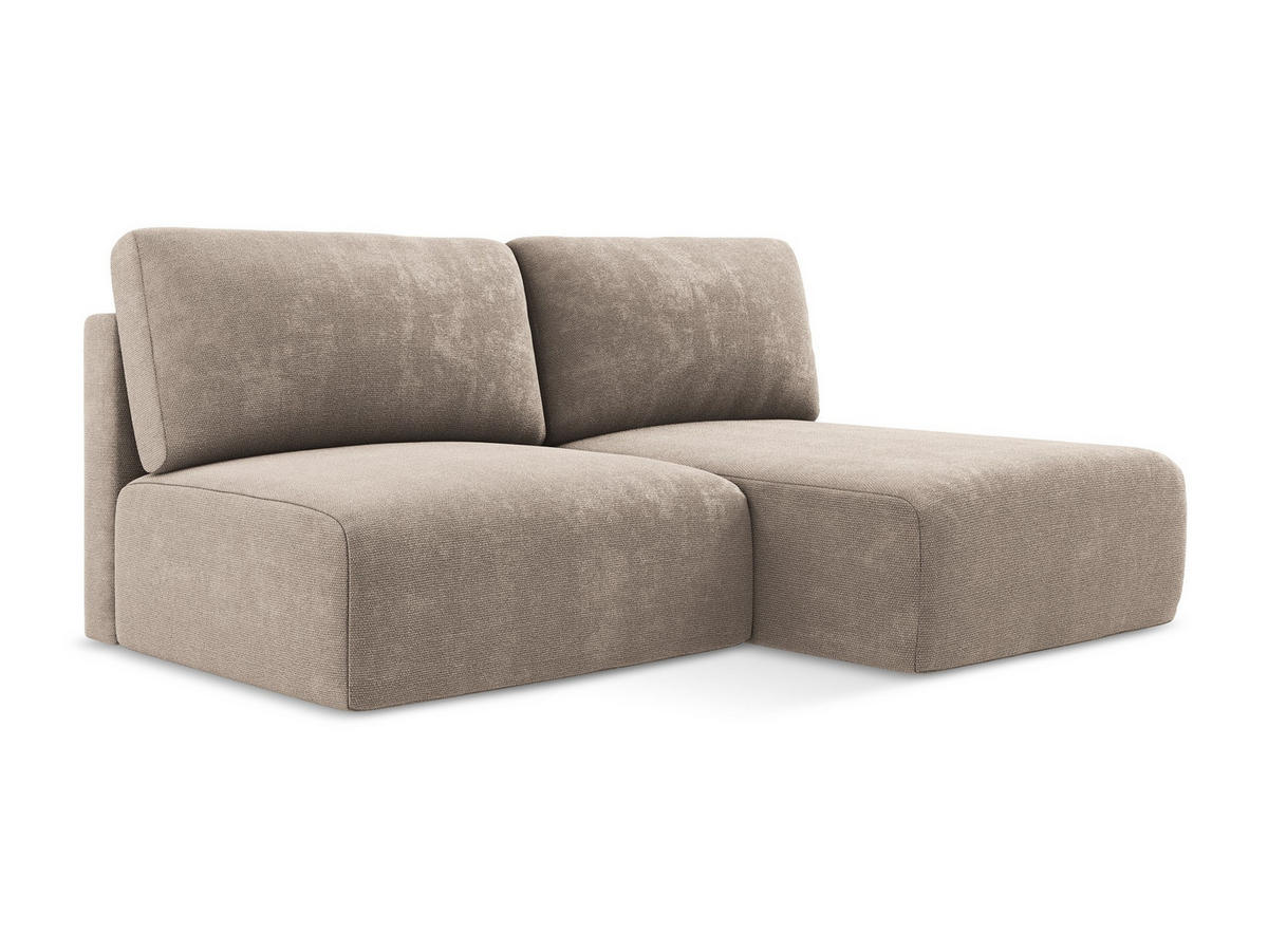 ECKSOFA mit Schlaffunktion rechts Chenille Stoff Beige - Beige/Schwarz, Kunststoff/Textil (210/149cm) - Makamii