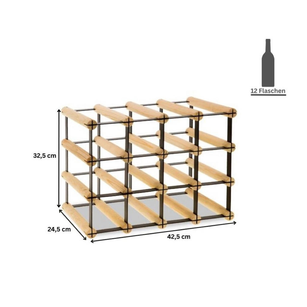 Thumbnail - Proregal Weinregal, Natur, Holz, Kiefer, Rechteckig, 42.5x32.5x24.5 cm, Wohnzimmer, Regale, Weinregale