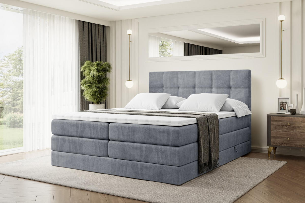 BOXSPRINGBETT MARCE KING - 160x200 - H3/H4 - Grau - Grau, Holzwerkstoff (160/200cm) - ALTDECOR