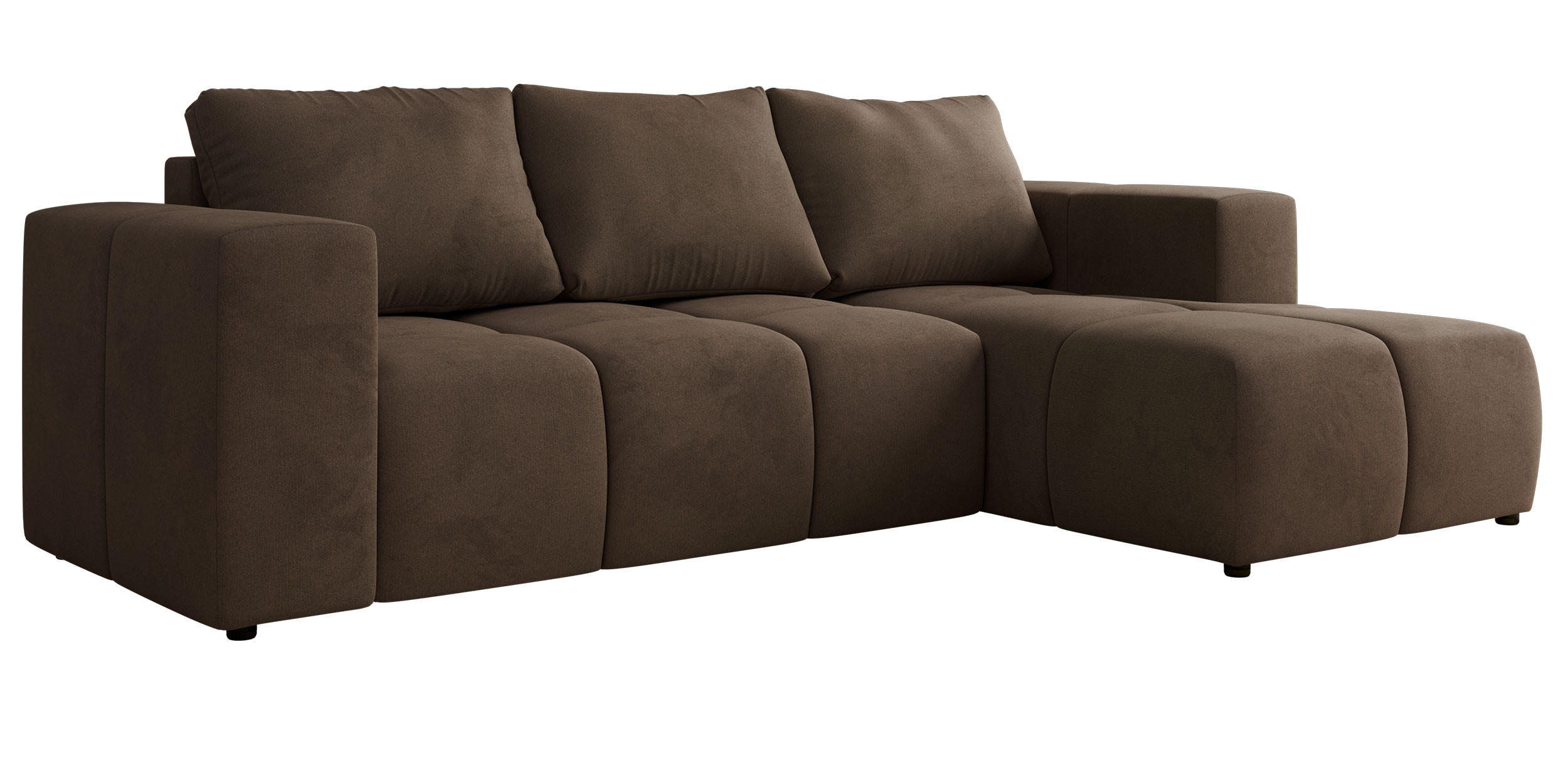 ECKSOFA MONIVA Braun Velvet - Rechts - Schwarz/Braun, Kunststoff/Textil (266/164cm) - MKS
