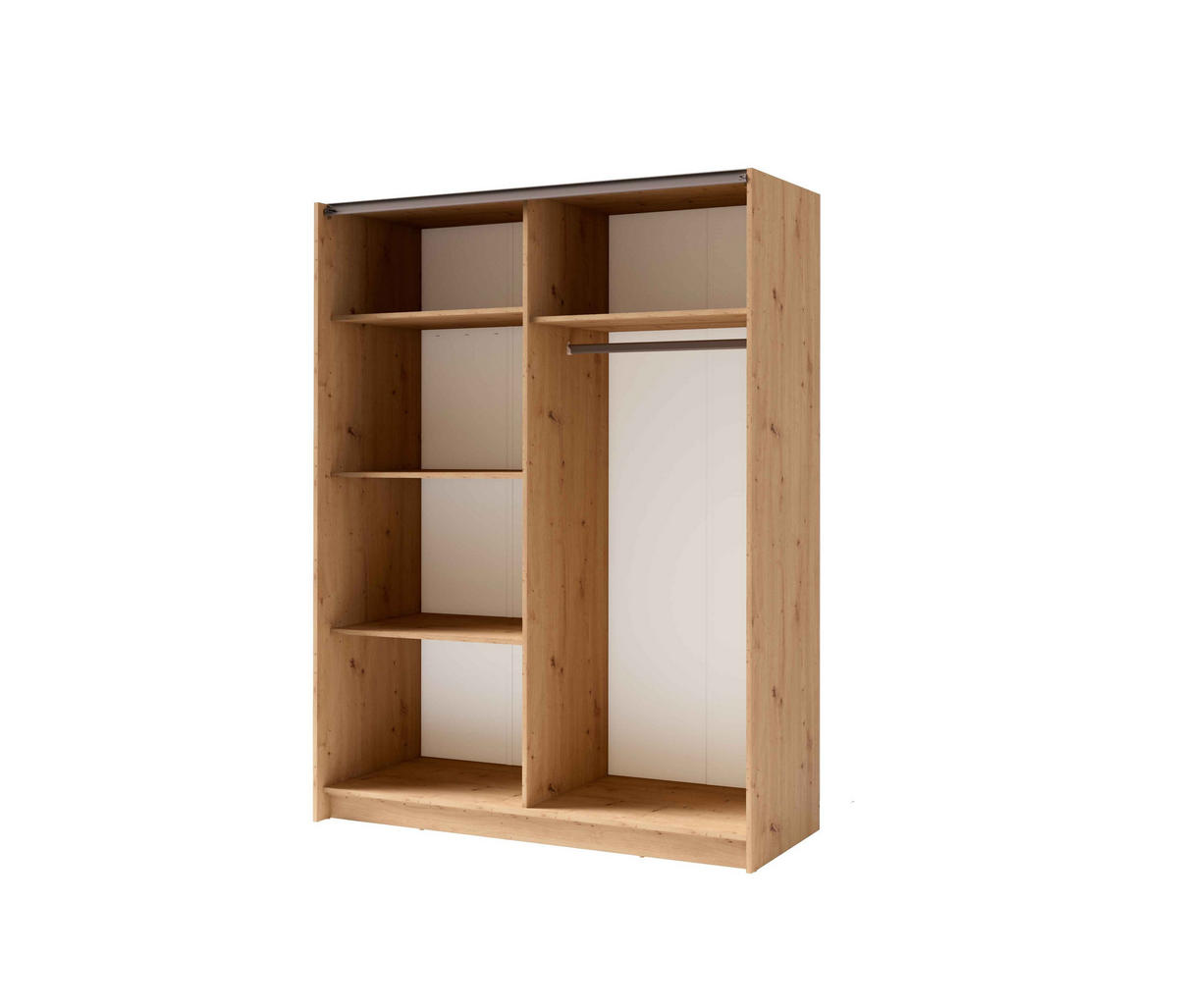 SCHWEBETÜRENSCHRANK ELRON 180,6/198,5/62cm 2-türig mit Spiegel Eiche Artisan - Eiche Artisan, Holzwerkstoff (180.6/198.5/62cm) - MASSENO
