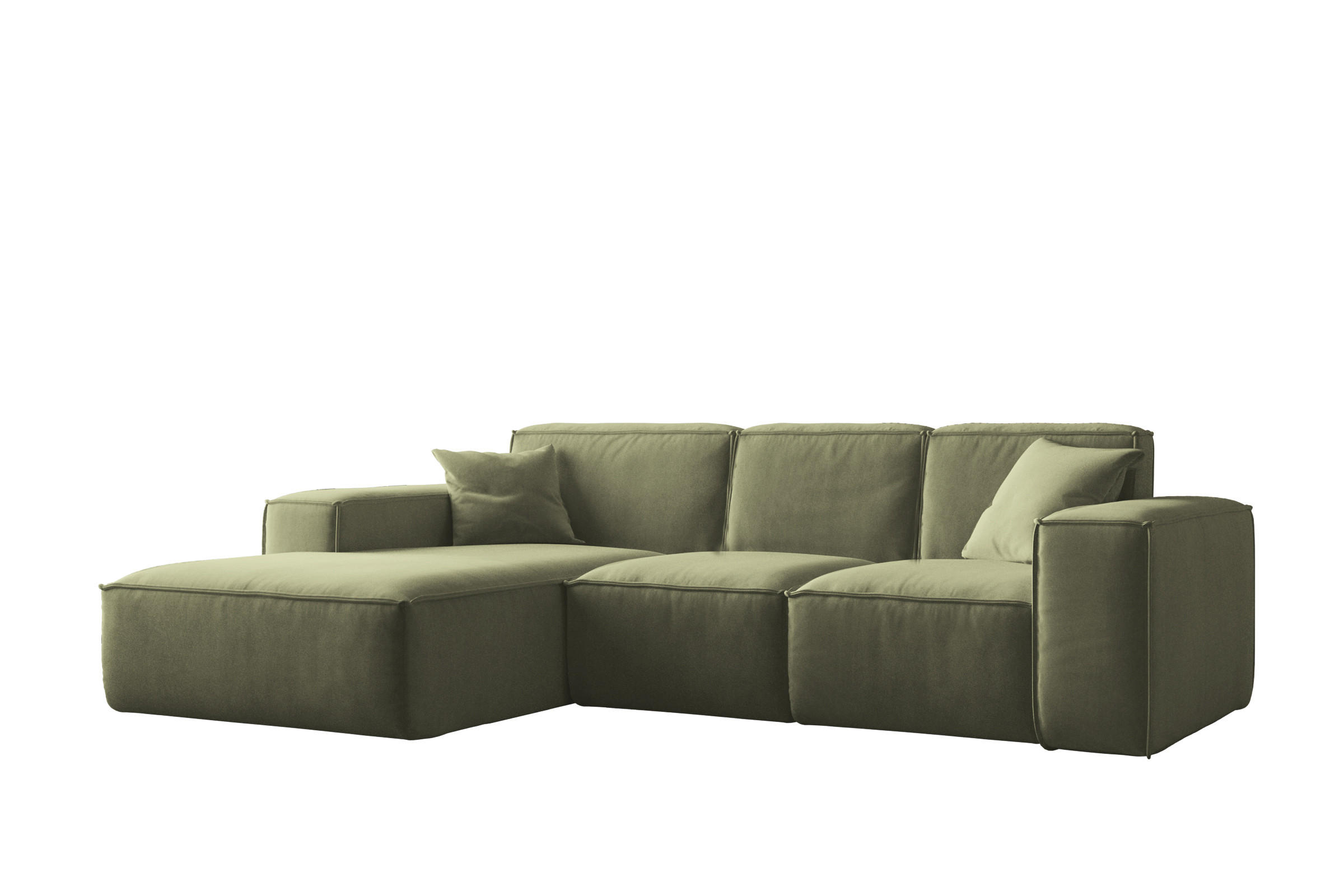 ECKSOFA L-Form Siena Stoff Salvador Olive Links - Olivgrün, Holz (165/266cm) - Kaiser Möbel