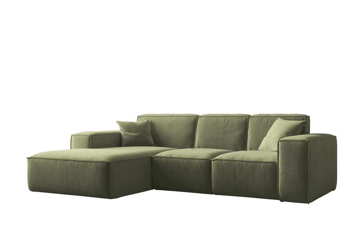 ECKSOFA L-Form Siena Stoff Salvador Olive Links - Olivgrün, Holz (165/266cm) - Kaiser Möbel