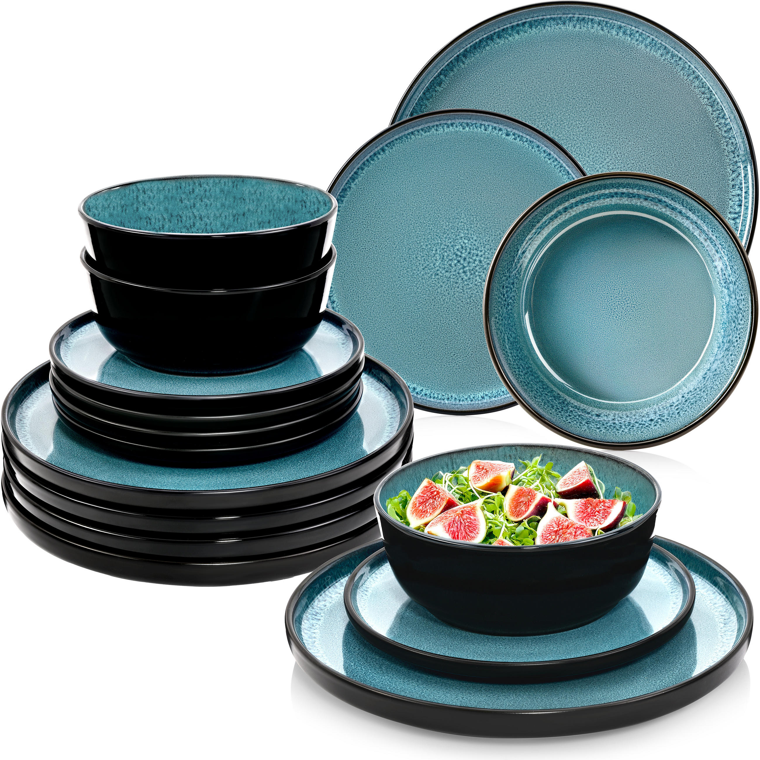 TAFELSERVICE VIGO - 18 teilig aus Steingut - Blau, Stein (27/6.5/27cm) - Sänger
