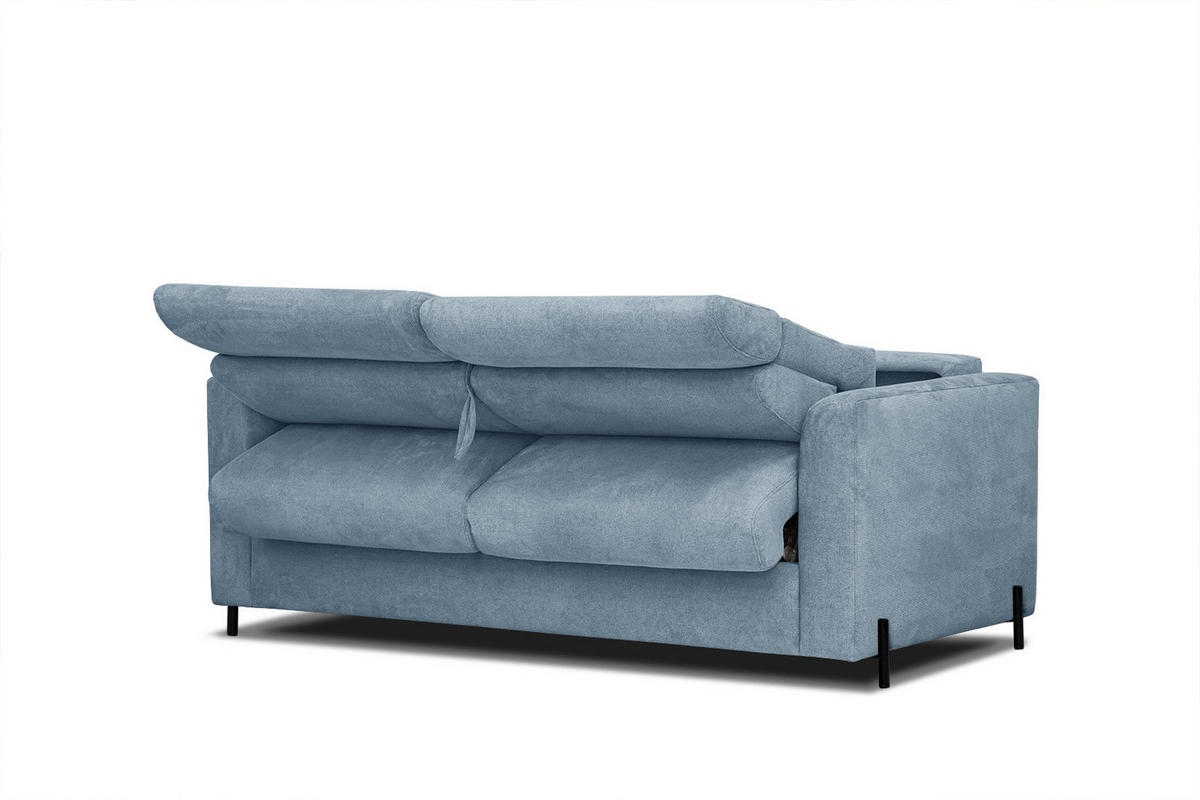 SOFA MEZO 3-Sitzer mit Schlaffunktion, blau - Blau/Schwarz, Holz/Textil (232/90/107cm) - Courtois Laville