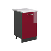 KÜCHENUNTERSCHRANK R-Line, Rot Hochglanz/Anthrazit, 50 cm Arbeitsplatte Marmor - Anthrazit/Rot, Holzwerkstoff (50/81.6/60cm) - Vicco