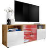 SIDEBOARD TV URBINO Eiche Wotan, LED Beleuchtung Mehrfarbige - Eiche Wotan/Weiß, Glas/Holzwerkstoff (140/53/35cm) - Komodee
