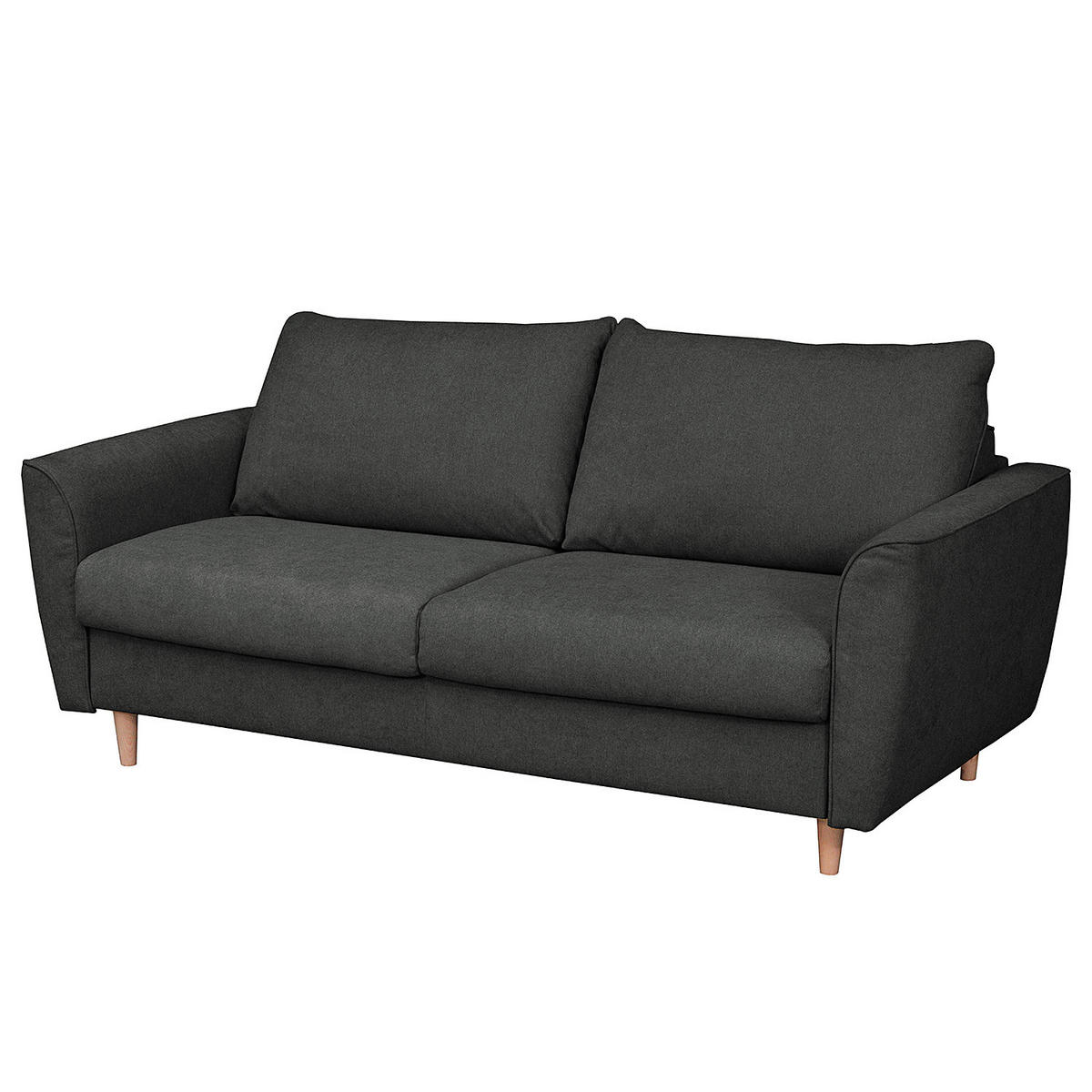 SCHLAFSOFA mit Matratze - Webstoff - Anthrazit/Buchefarben, Buchenholz/Textil (195/90/102cm) - home24