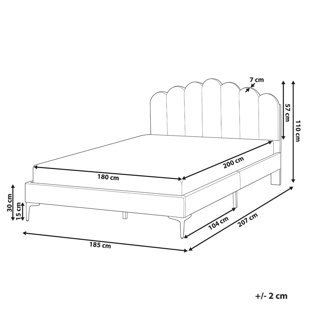 BETT mit Lattenrost 180/200 cm Samtstoff Cremeweiß Sauvian - Creme, Textil (180/200cm) - Beliani