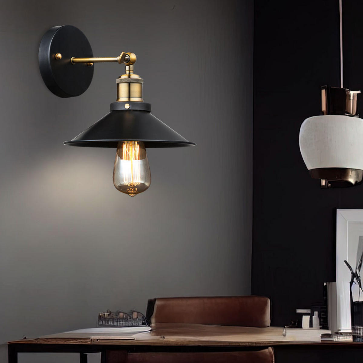 WANDLEUCHTE LENIUS Metall Schwarz - Schwarz, Metall (22/20/26cm) - Globo Lighting
