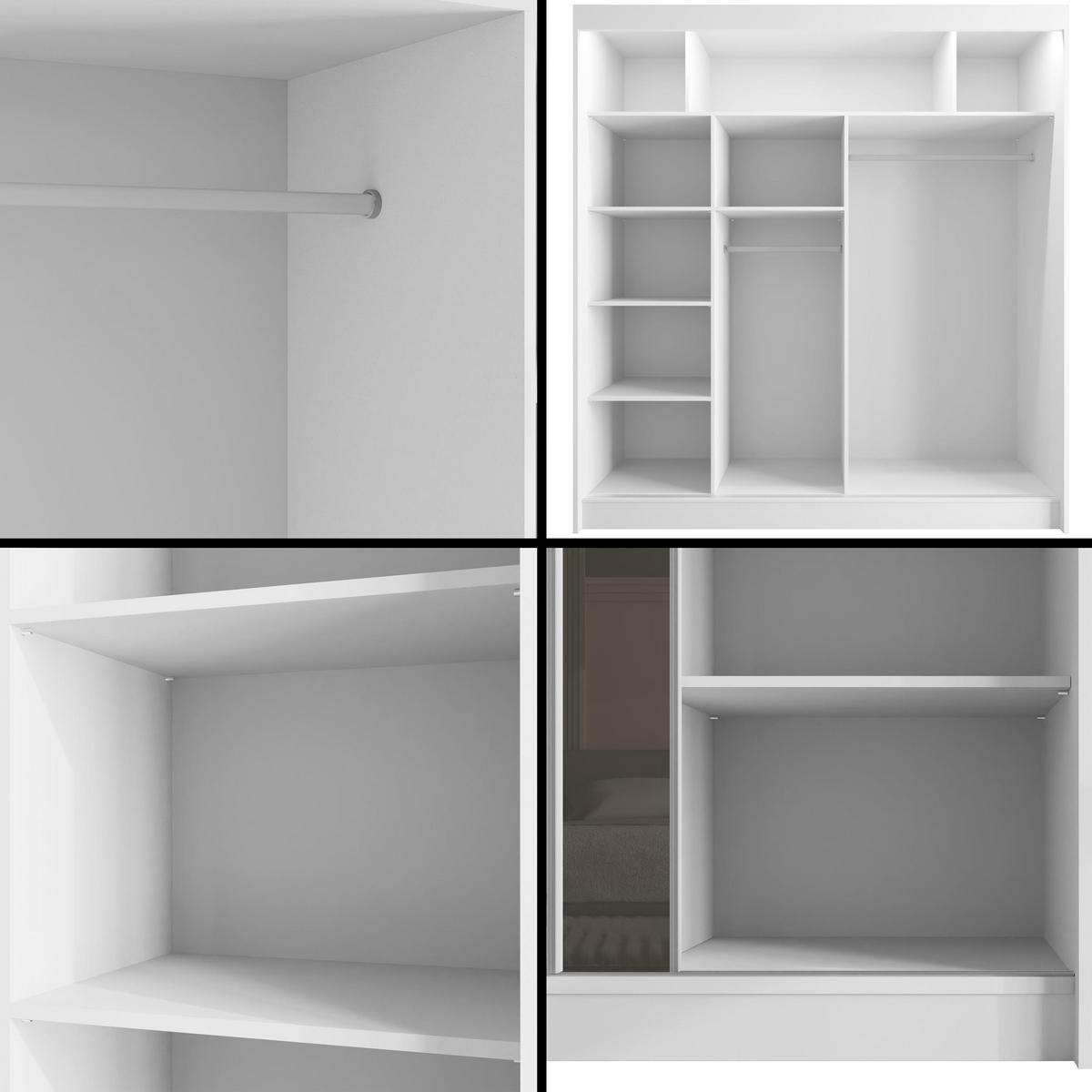 KLEIDERSCHRANK VESLI mit LED - 200 cm - Weiß|Grau - Weiß/Grau, Holzwerkstoff (200/215/61cm) - ALTDECOR