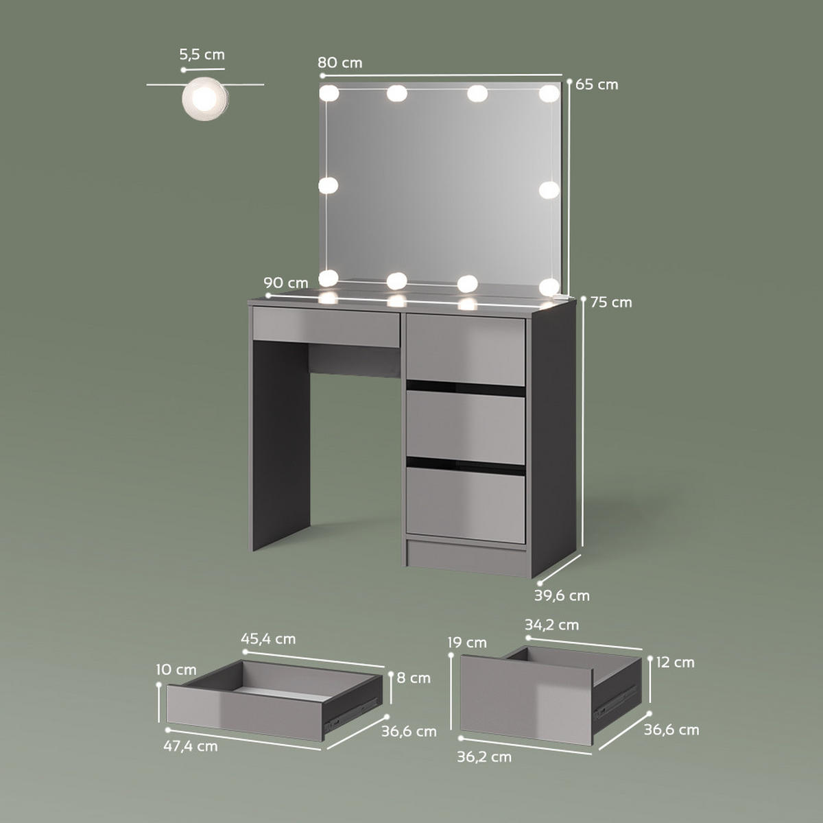 Grau, Holzwerkstoff (90/75/40cm) - Livinity®
