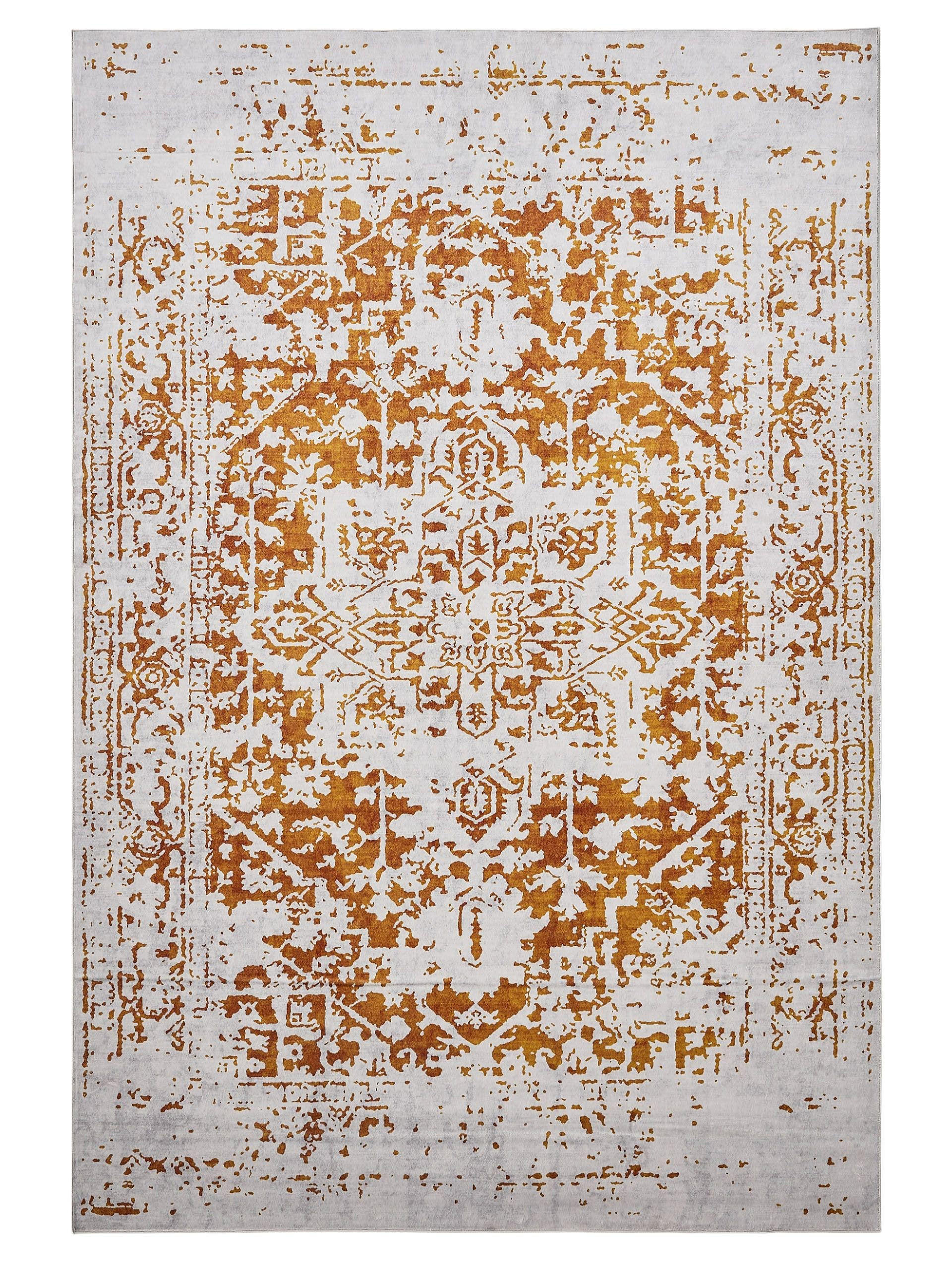 VINTAGE-TEPPICH Miray waschbar 200/300 cm - Orange/Grau, Kunststoff (200/300cm) - benuta Nest