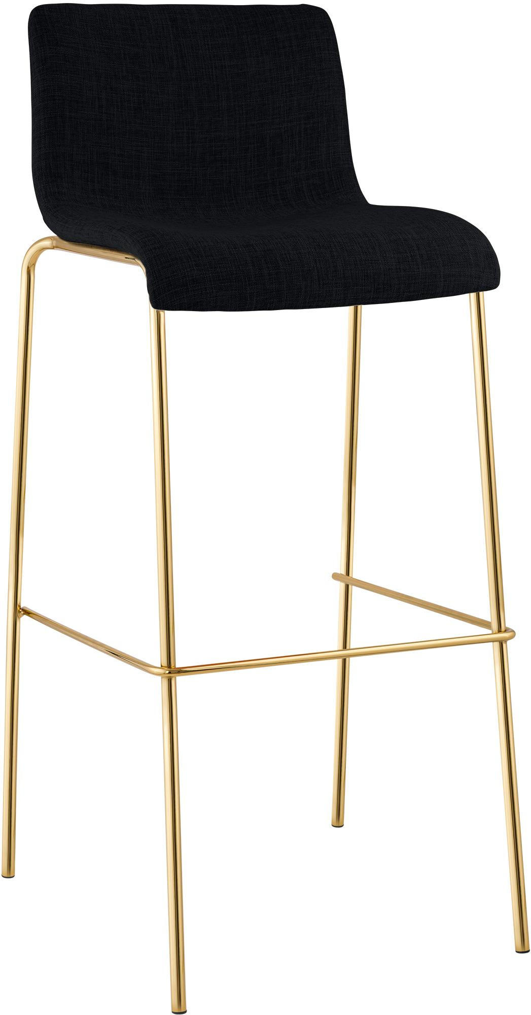 BARHOCKER Stoff Schwarz - Goldfarben/Schwarz, Textil/Metall (43/100/48cm) - CLP