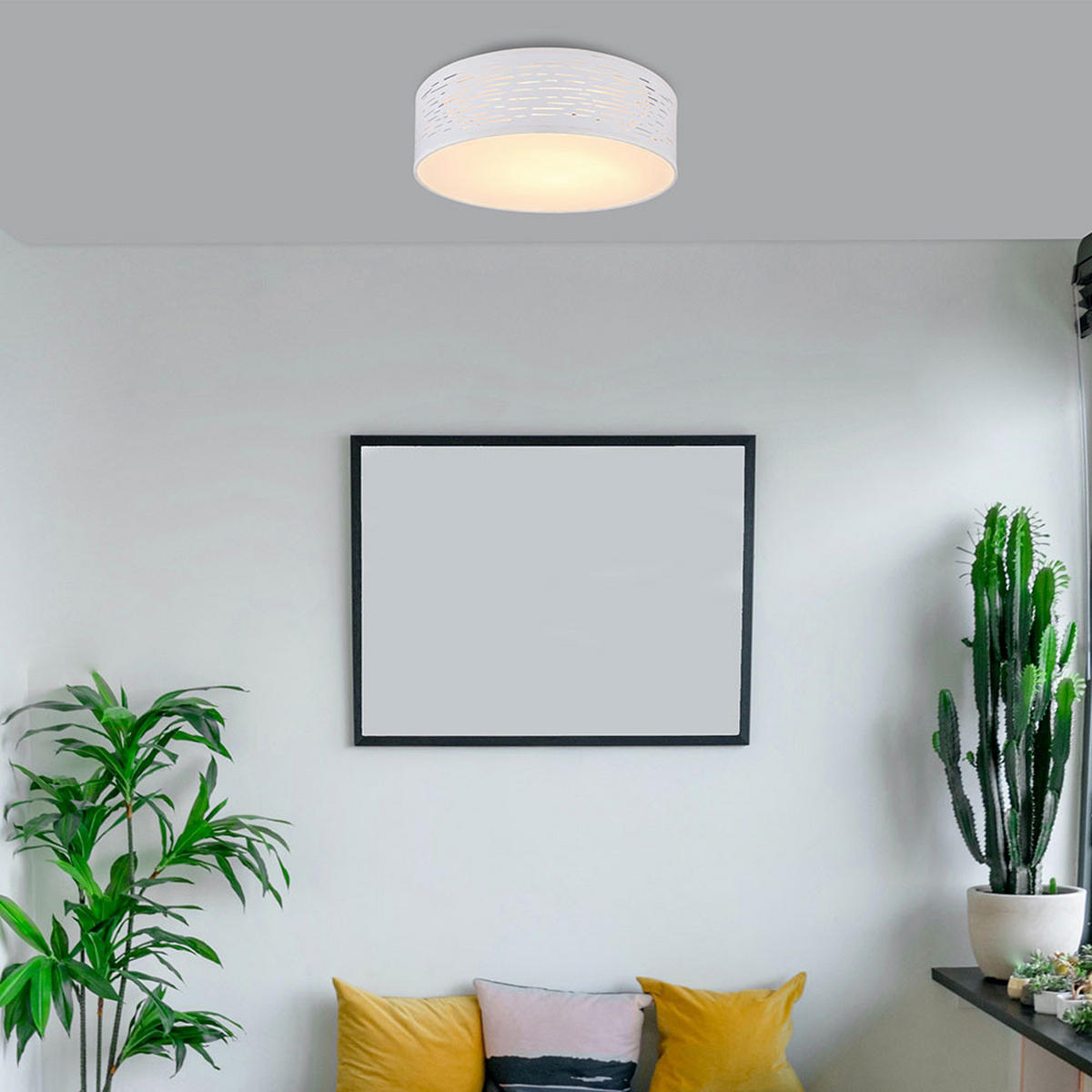 LED DECKENLEUCHTE BARCA Metall Weiß - Weiß, Metall (38/38/13cm) - Globo Lighting