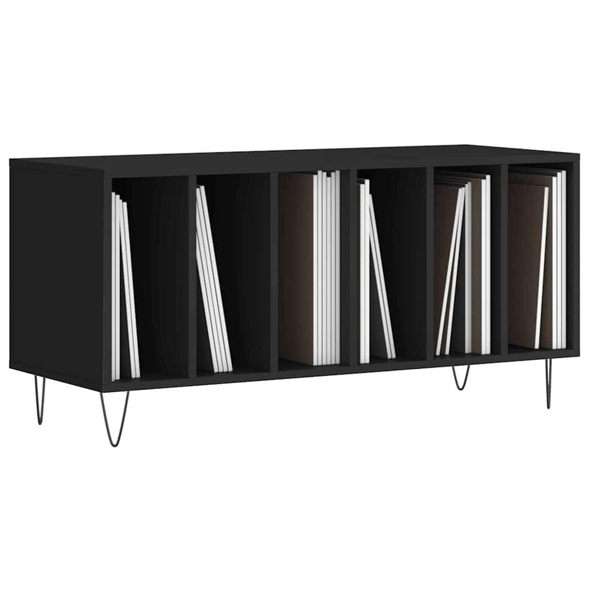 PLATTENSCHRANK Schwarz 100/38/48 Cm Holzwerkstoff - Schwarz, Holzwerkstoff (38/48/100cm) - vidaXL