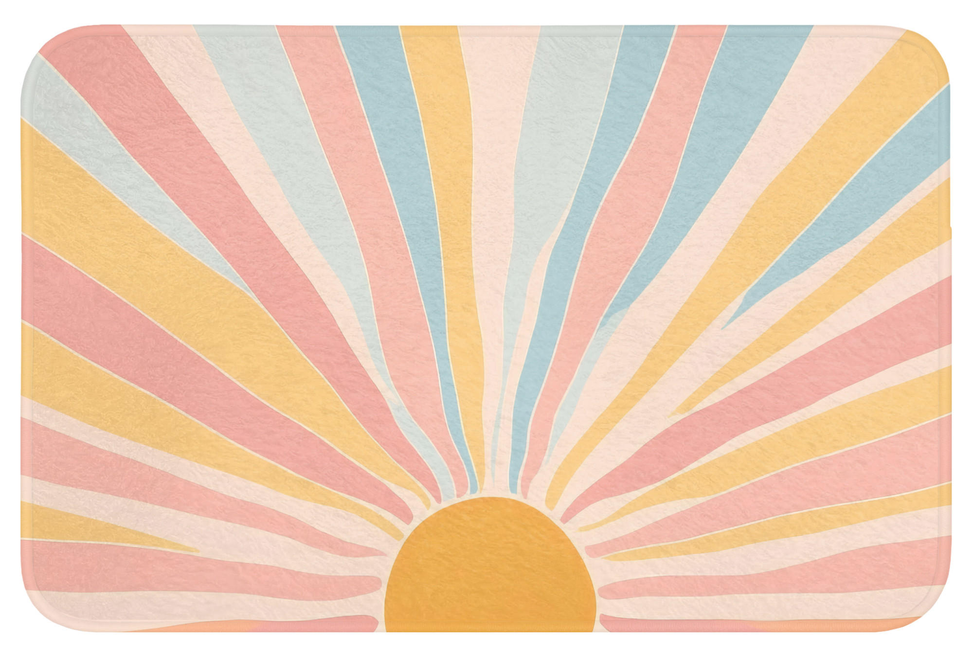 BADEMATTE Illustration - Sonne - Pastellfarben 60x40 cm - Pastellblau, Kunststoff/Textil (60/40cm)