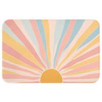 BADEMATTE Illustration - Sonne - Pastellfarben 60x40 cm - Pastellblau, Kunststoff/Textil (60/40cm)