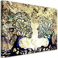 WANDBILD Kussbaum Liebe Abstraktion - Beige, Textil (90/60cm) - Feeby