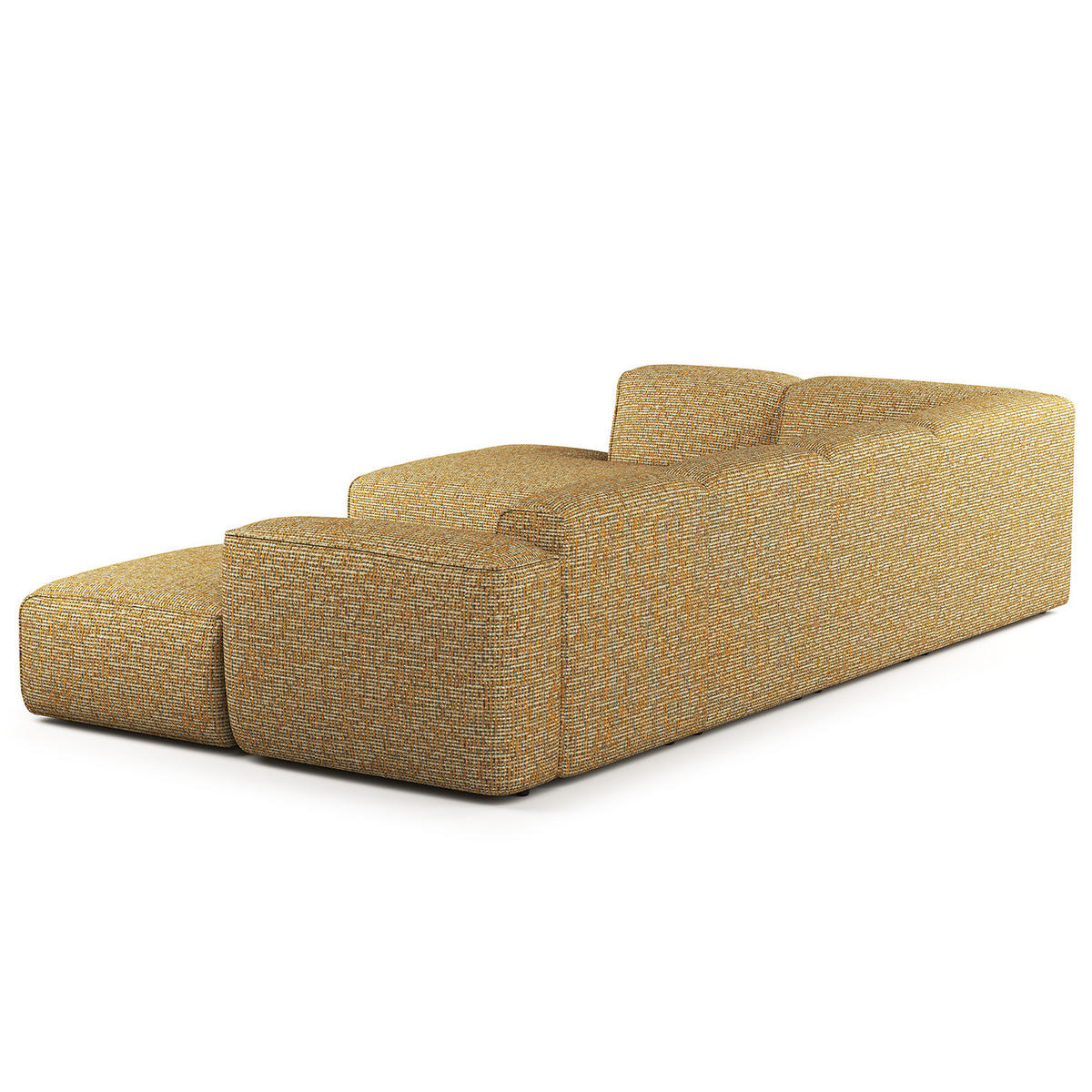 WOHNLANDSCHAFT mit Longchair - Schwarz/Honig, Kunststoff/Textil (325/71/235cm) - home24