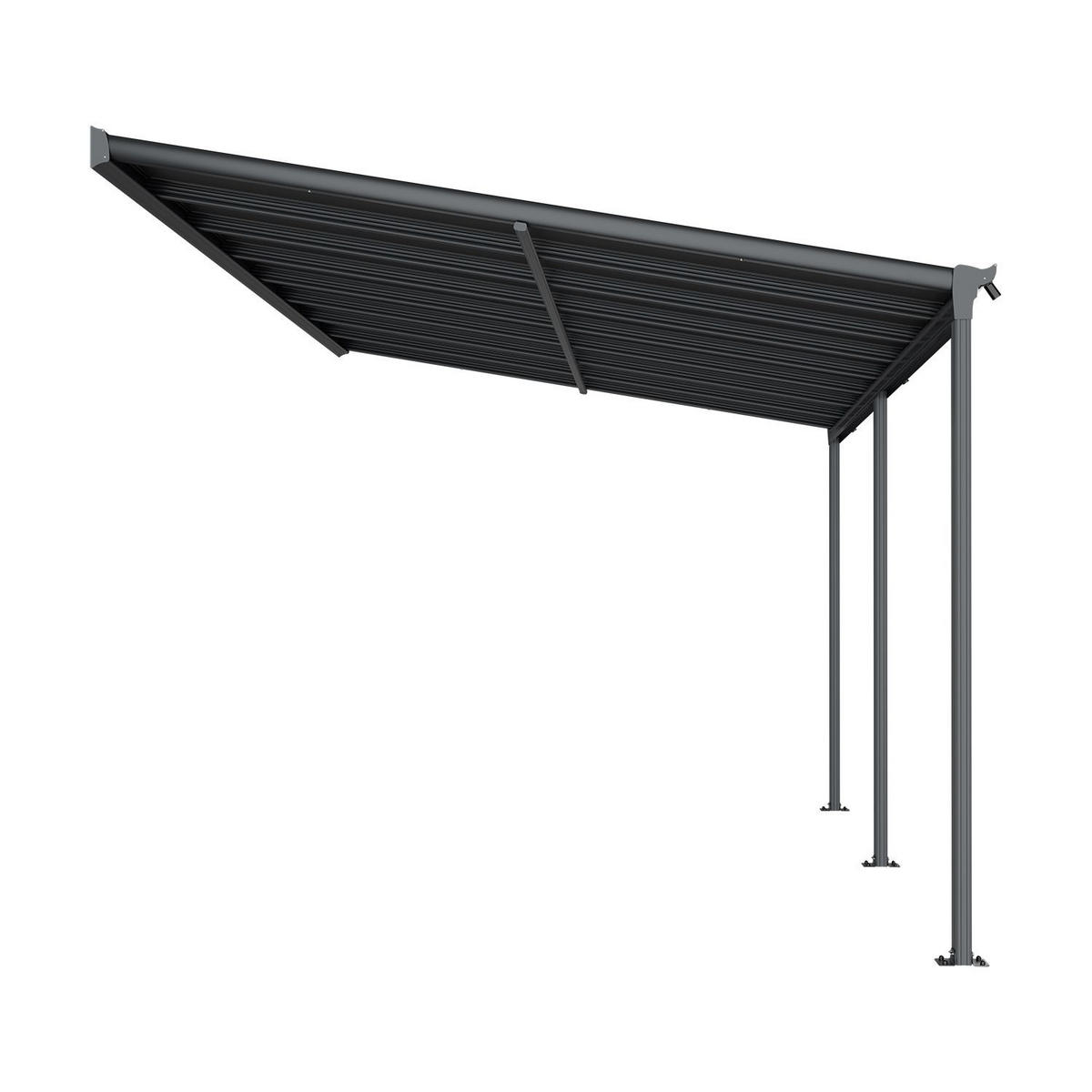 TERRASSENDACH Borneo Aluminium 4,9x3m dunkelgrau - Dunkelgrau, Metall (495/278/303cm) - Juskys