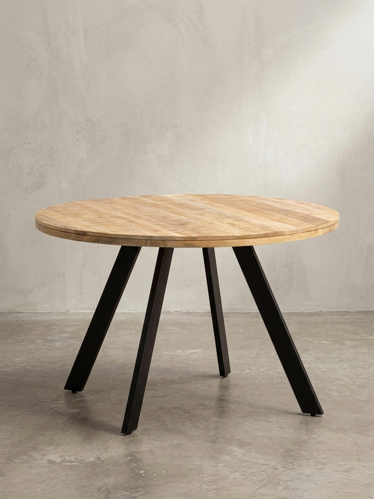 ESSZIMMERTISCH – Rund Mango Massivholz 120x120x76 cm Metallbeine - Schwarz/Braun, Holz/Metall (120/120/76cm) - KADIMA DESIGN