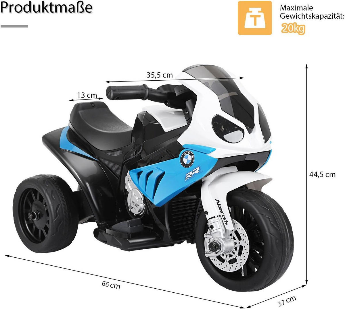 KINDERMOTORRAD BMW 6V Blau - Blau, Kunststoff (37/44/66cm) - COSTWAY