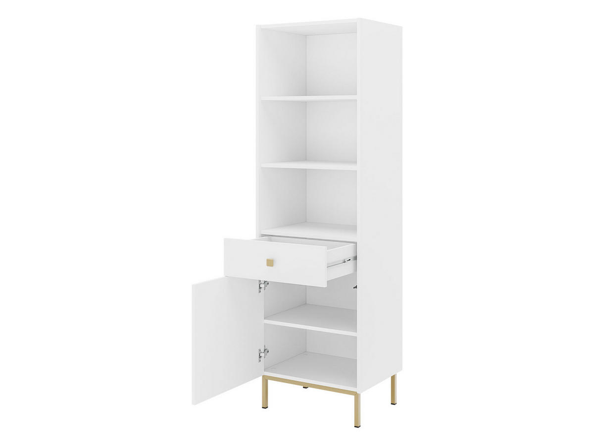 STANDREGAL Nutero 1D1SZ - Goldfarben/Weiß, Holzwerkstoff/Metall (54/180/42cm) - MIRJAN24