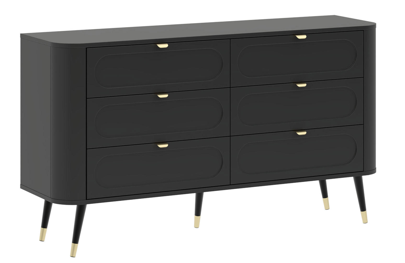 KOMMODE Blinx schwaz gold 138,2x40x80cm - Goldfarben/Schwarz, Holz/Holzwerkstoff (138.2/80/40cm) - Feldmann-Wohnen