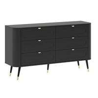 KOMMODE Blinx schwaz gold 138,2x40x80cm - Goldfarben/Schwarz, Holz/Holzwerkstoff (138.2/80/40cm) - Feldmann-Wohnen
