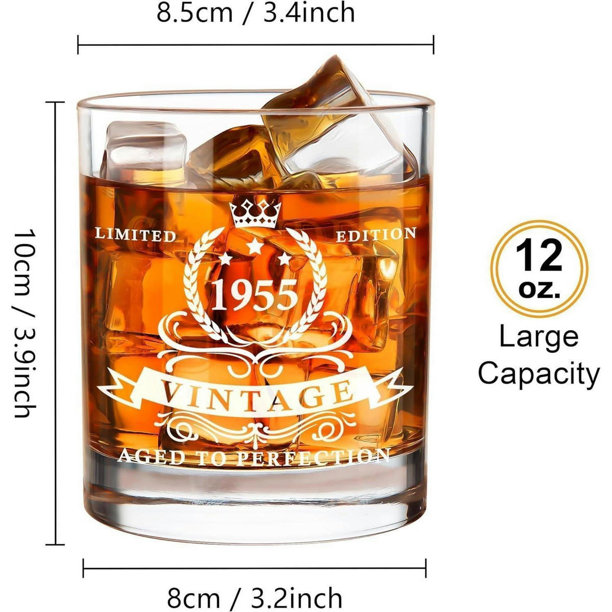 WHISKYGLAS 340 ml im Geschenkkarton aus Holz, Jahrgang 1955 - Transparent, Glas (0.34L)