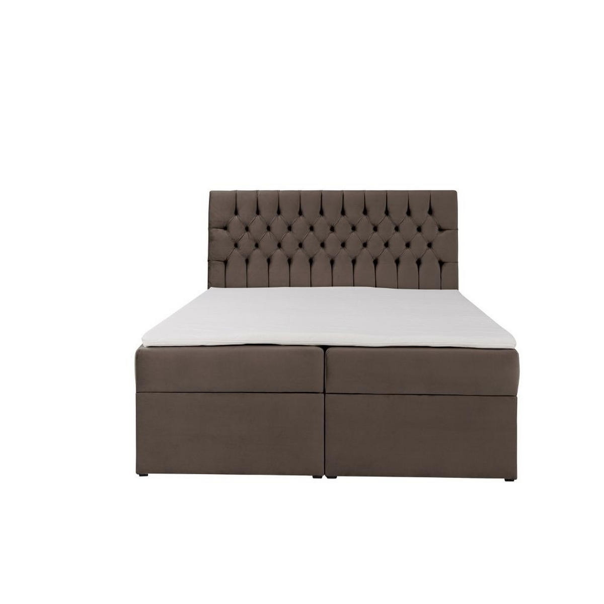 BOXBETT Dora mit Bonnelmatratze und Topper, 160x200, Dunkelbraun - Dunkelbraun, Holzwerkstoff (160/200cm) - AN-Moebel 4u