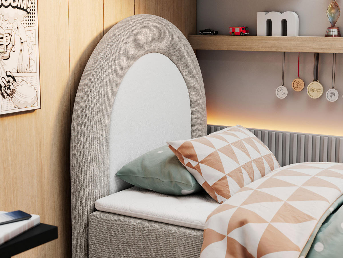 BOXBETT NEST 90/180 Beige Struktur - H3 - Beige, Holz/Textil (90/180cm) - MKS