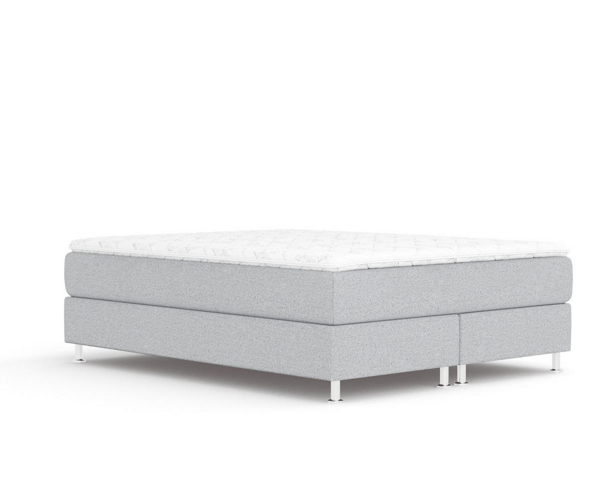 BOXSPRINGBETT Sub Hellgrau 140/200 cm mit Latex-Topper - Silberfarben/Hellgrau, Holz/Holzwerkstoff (140/200cm) - Maison de Reve