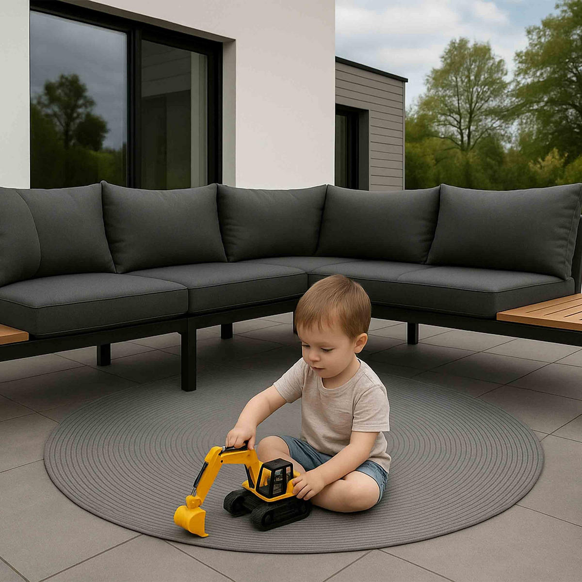 KURZFLORTEPPICH PARIS - Grau, Naturmaterialien/Kunststoff (120/120cm) - Astra