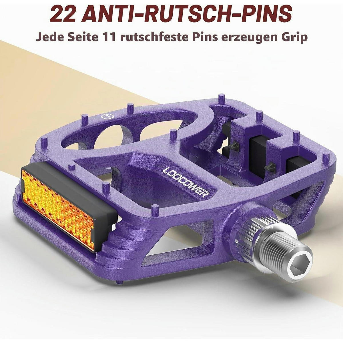 FAHRRADPEDALE Aluminium Plattform Violett mit Reflektoren - Violett, Metall (10/1.5/12cm)
