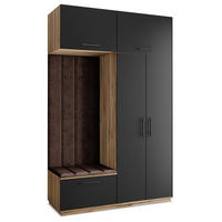 GARDEROBENSCHRANK REMA 150/240/60 cm Modern Garderobe-Set Eiche Wotan - Eiche Wotan/Schwarz, Holzwerkstoff (150/240/60cm) - MASSENO