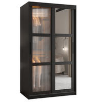 SCHWEBETÜRENSCHRANK 200/100/62 2-türig - Schwarz, Holz/Kunststoff (100/200/62cm) - Abiks Möbel