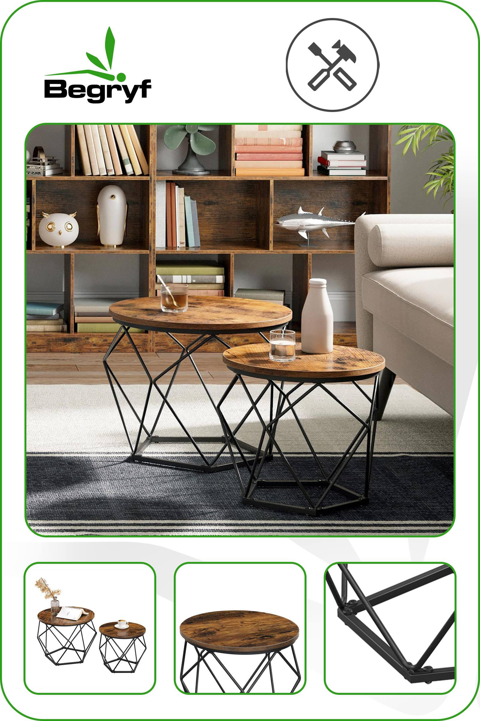 Thumbnail - Begryf Couchtischset, Dunkelbraun, Schwarz, Metall, Holzwerkstoff, Rund, 50x40x50 cm, Wohnzimmer, Wohnzimmertische, Couc...