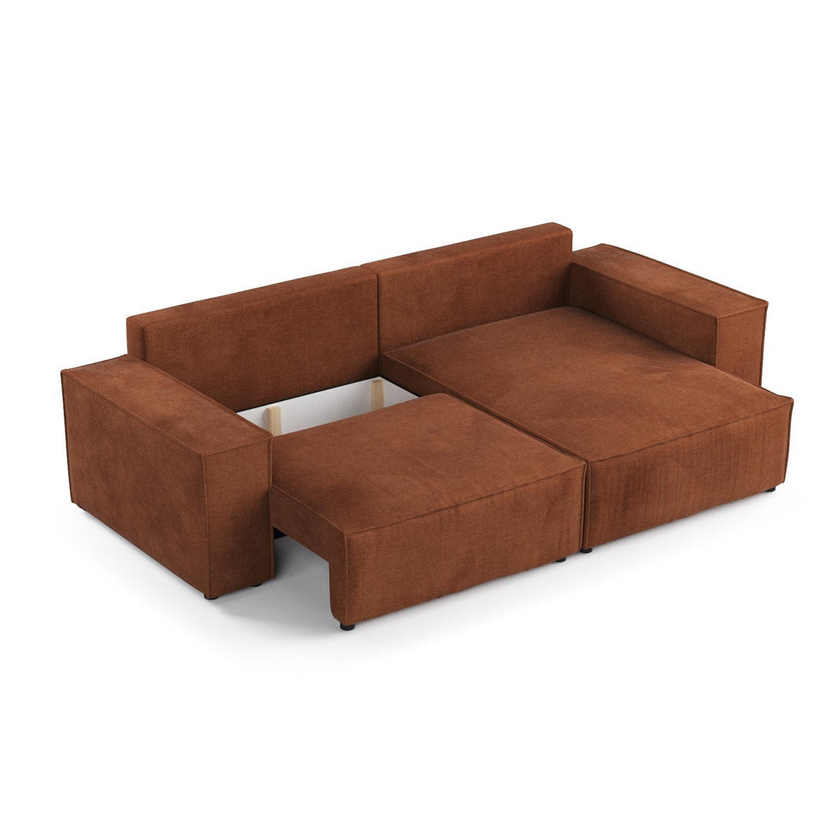 ECKSOFA SENSO mit Schlaffunktion Kupfer im Wind Stoff - Schwarz/Kupferfarben, Holz/Holzwerkstoff (255/148cm) - AltaBeds