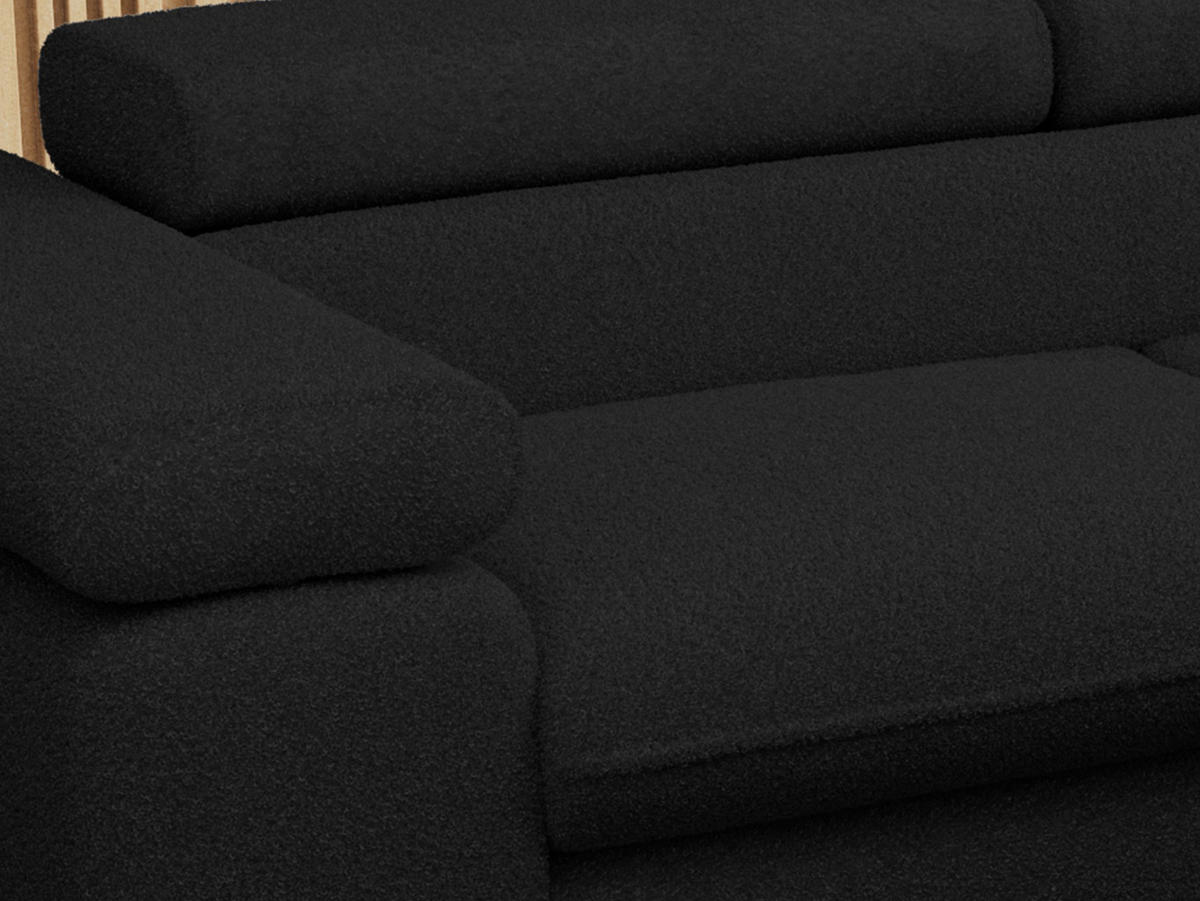 ECKSOFA PEDRO L Schwarz Boucle - Rechts Seite - Schwarz, Textil/Metall (273/208cm) - MKS