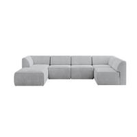 WOHNLANDSCHAFT Ottomane Links MOVA 345x180x78 Grau Cord - Schwarz/Alufarben, Holzwerkstoff/Kunststoff (180/78/345cm) - ALTDECOR