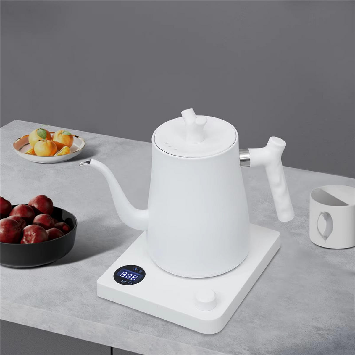 WASSERKOCHER 1L 1000W LED 40–100°C Trockenkochschutz Weiß - Weiß, Metall (17/22/19.5cm) - Kaket